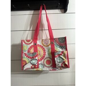 Thirty One 31 Organizing Utility Tote Beach Multi Pockets Paisley Pink